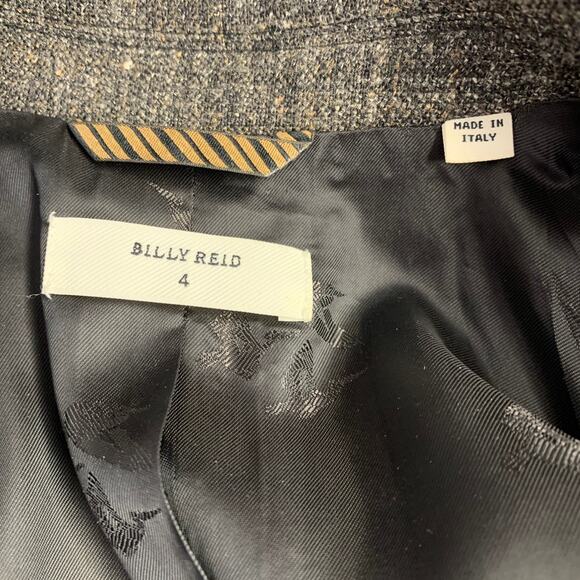BILLY REID Size 4 Grey Wool Blend Tweed Notch Lapel Jacket Blazer - Picture 4 of 7